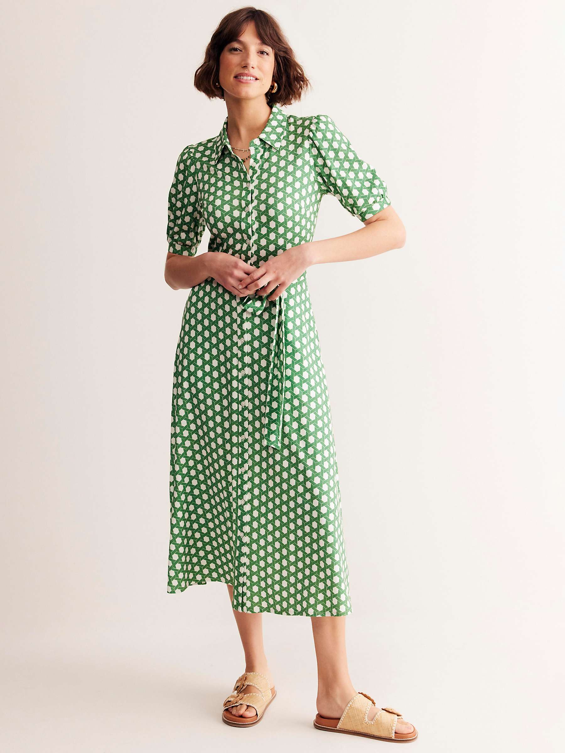 Buy Boden Libby Honeycomb Geometric Jersey Dress, Green Online at johnlewis.com