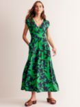 Boden Vanessa Wrap Jersey Maxi Dress, Green Bloom