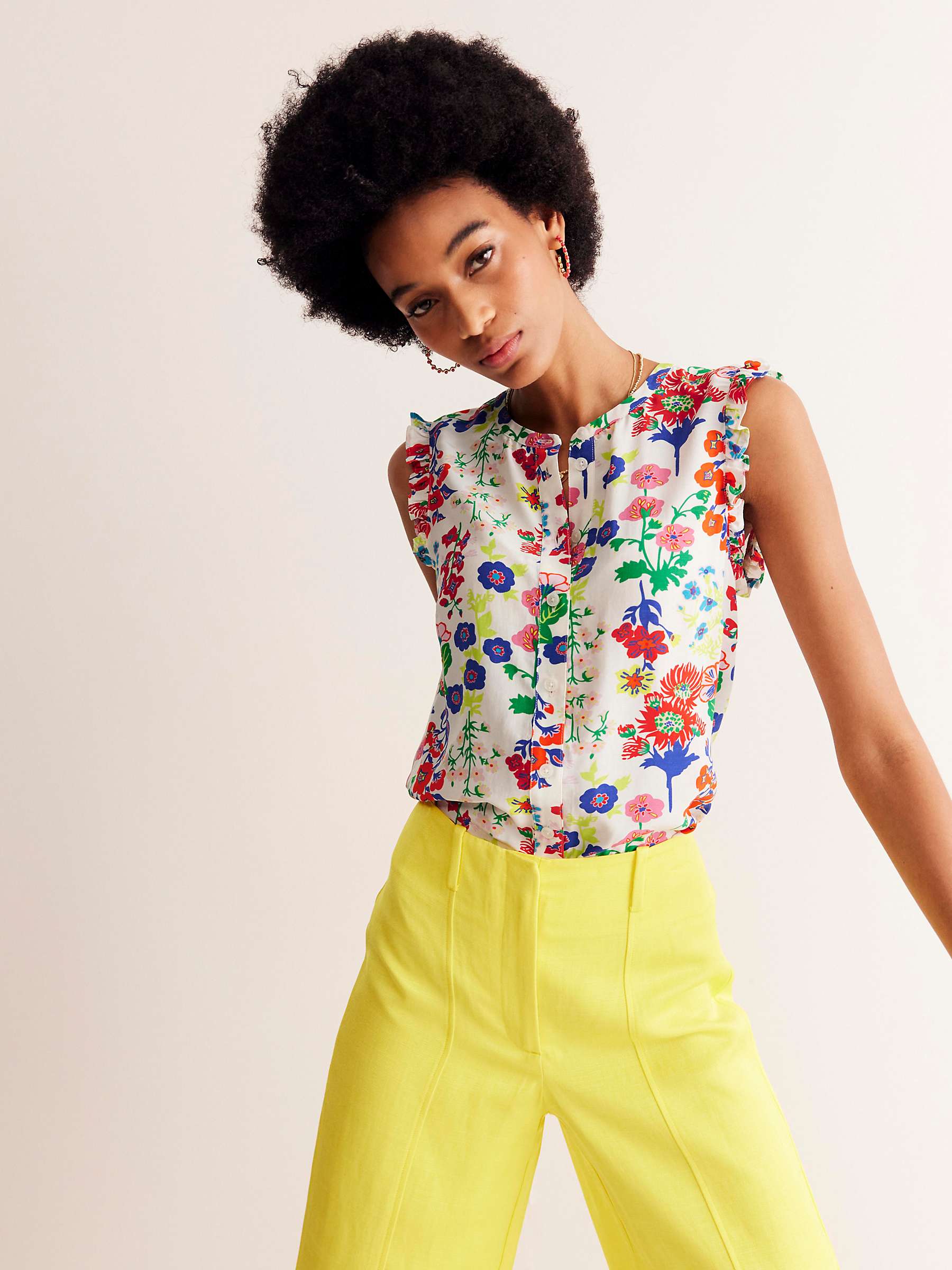 Buy Boden Alicia Button Wildflower Top, Multi Online at johnlewis.com