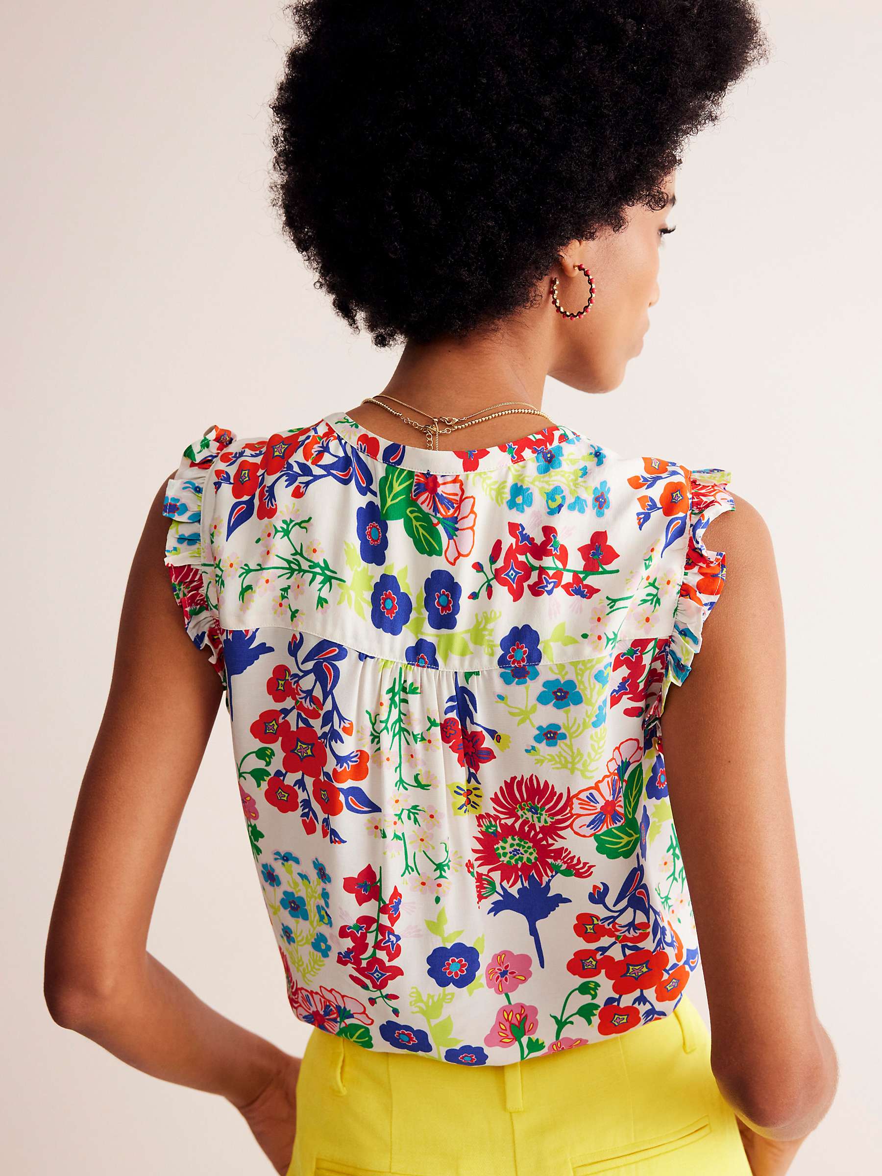 Buy Boden Alicia Button Wildflower Top, Multi Online at johnlewis.com
