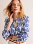 Boden Helena Floret Paisley Top, Blue/Ivory, Blue/Ivory