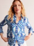 Boden Sienna Pineapple Print Linen Shirt, Blue/Multi, Blue/Multi