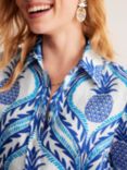 Boden Sienna Pineapple Print Linen Shirt, Blue/Multi