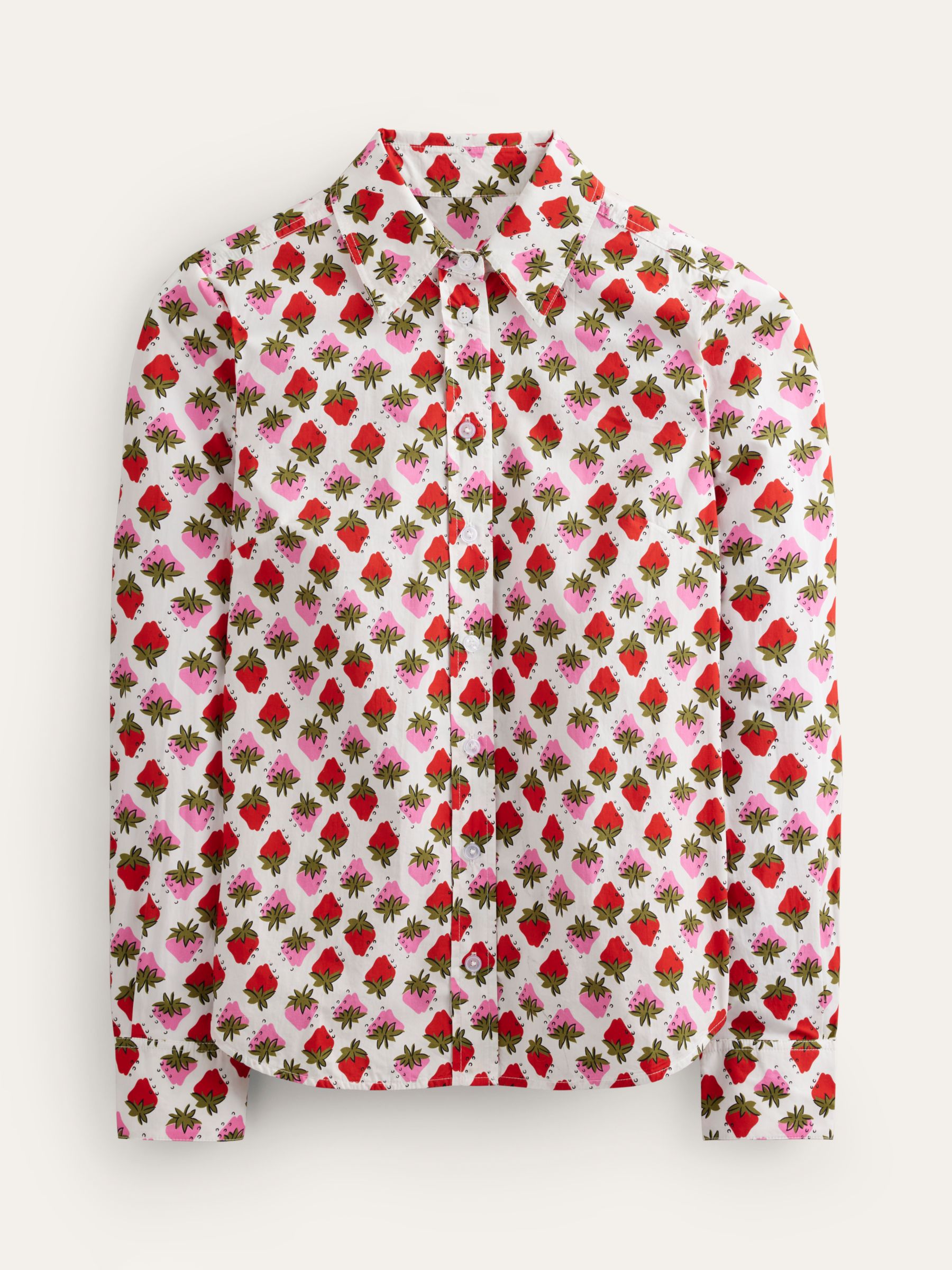 Boden Sienna Cotton Strawberry Shirt, Multi, 8