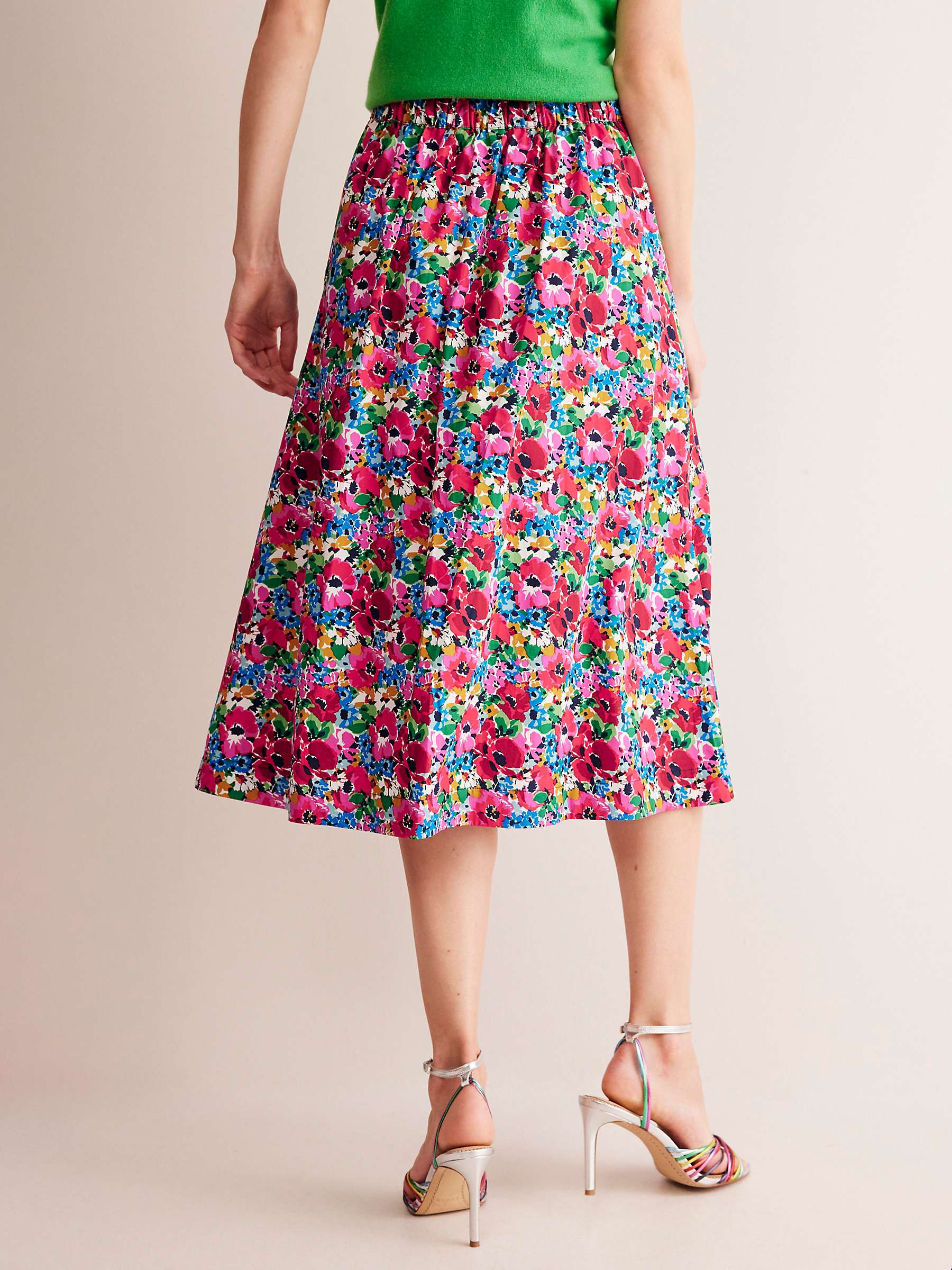 Buy Boden Hattie Floral Print Cotton Poplin Midi Skirt, Wild Poppy Online at johnlewis.com