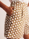 Boden Hampstead Honeycomb Geometric Linen Shorts, Rubber