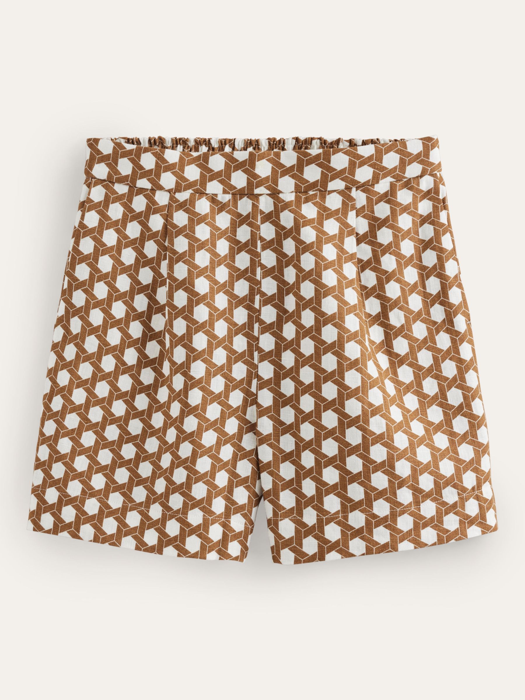 Boden Hampstead Honeycomb Geometric Linen Shorts, Rubber, 8