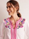 Boden Diana Embroidered Top, White