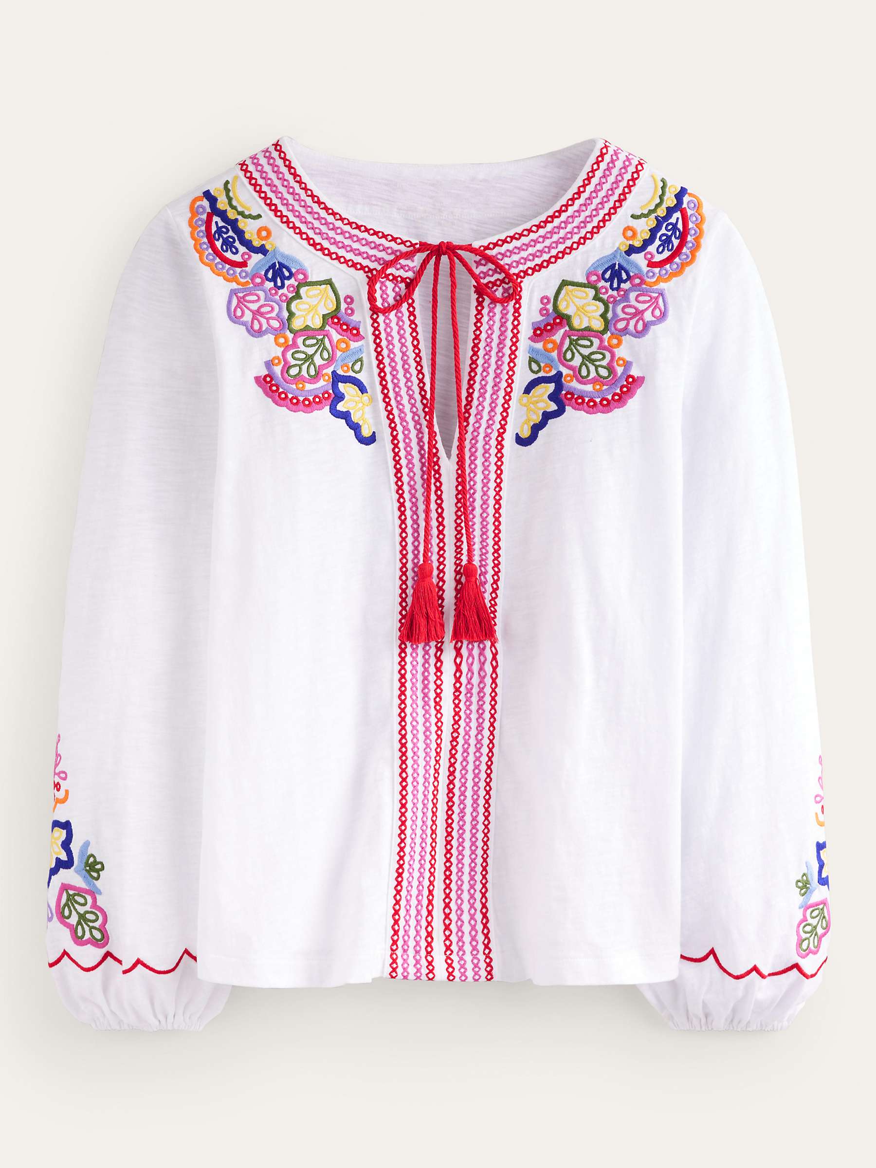 Buy Boden Diana Embroidered Top, White Online at johnlewis.com
