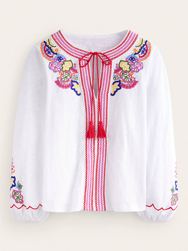 Boden Diana Embroidered Top, White