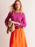 Boden Crochet Knit Jumper, Cosmos Pink