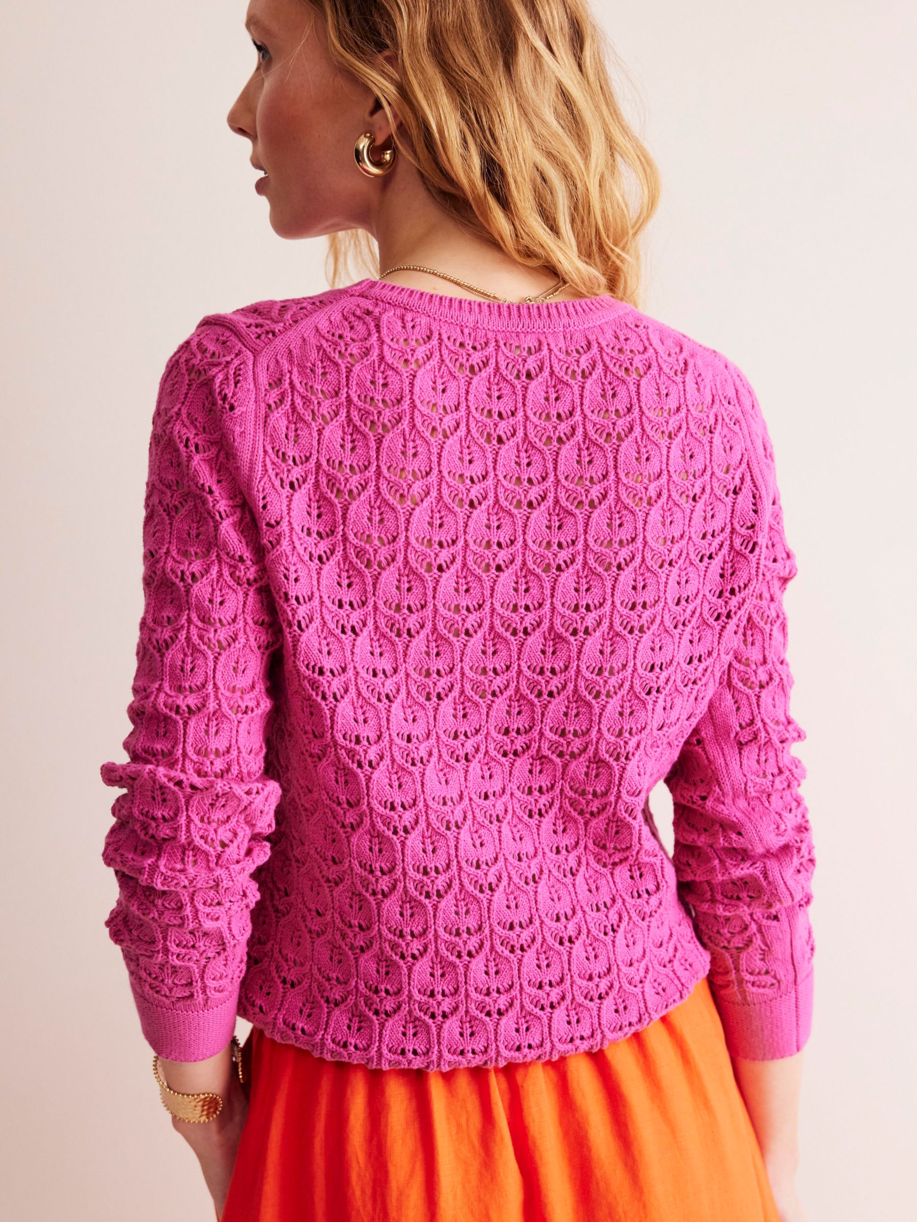 Buy Boden Crochet Knit Jumper, Cosmos Pink Online at johnlewis.com