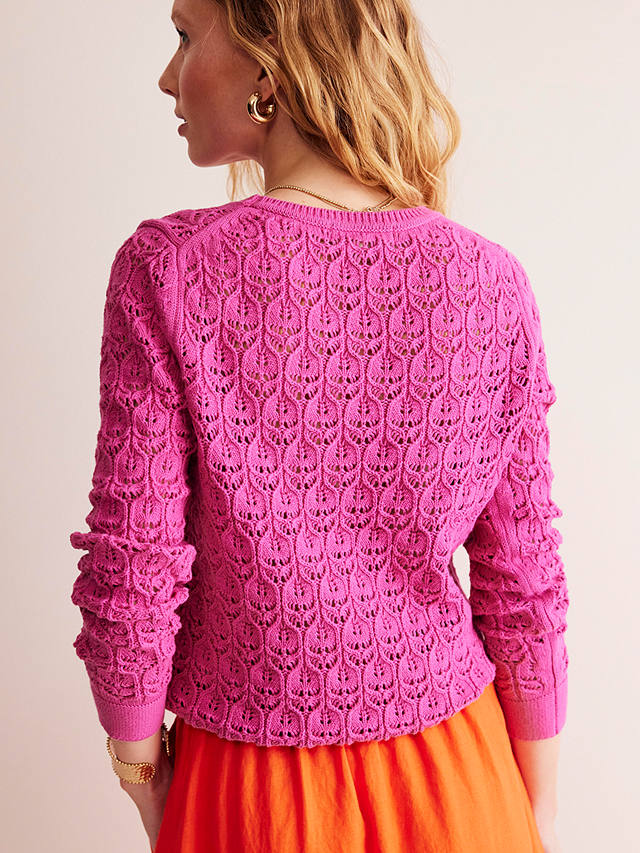 Boden Crochet Knit Jumper, Cosmos Pink
