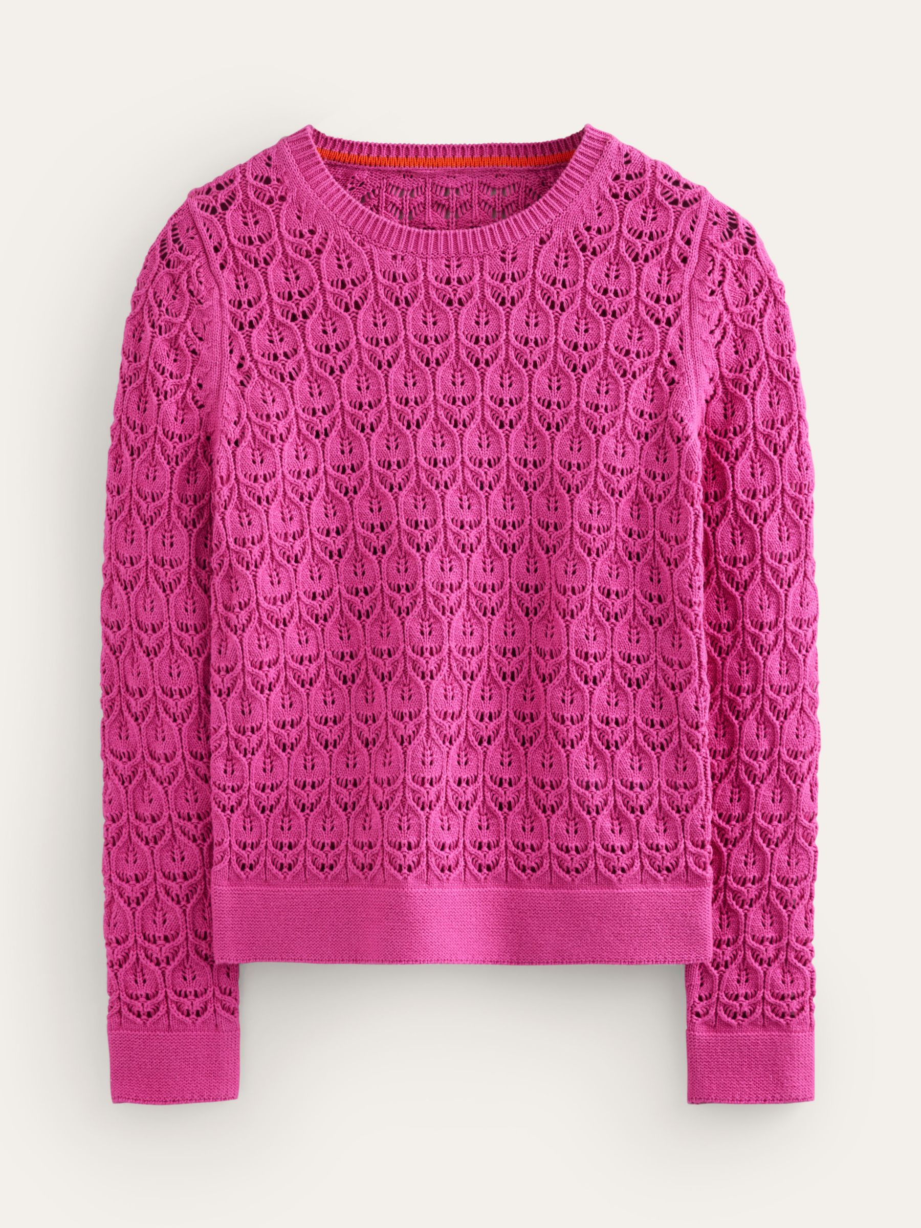Buy Boden Crochet Knit Jumper, Cosmos Pink Online at johnlewis.com