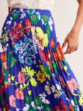 Boden Floral Print Pleated Midi Skirt, Surf The Web/Multi, Surf The Web/Multi