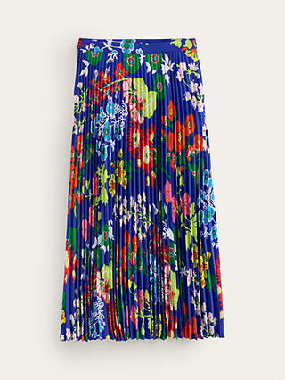 Boden Floral Print Pleated Midi Skirt, Surf The Web/Multi