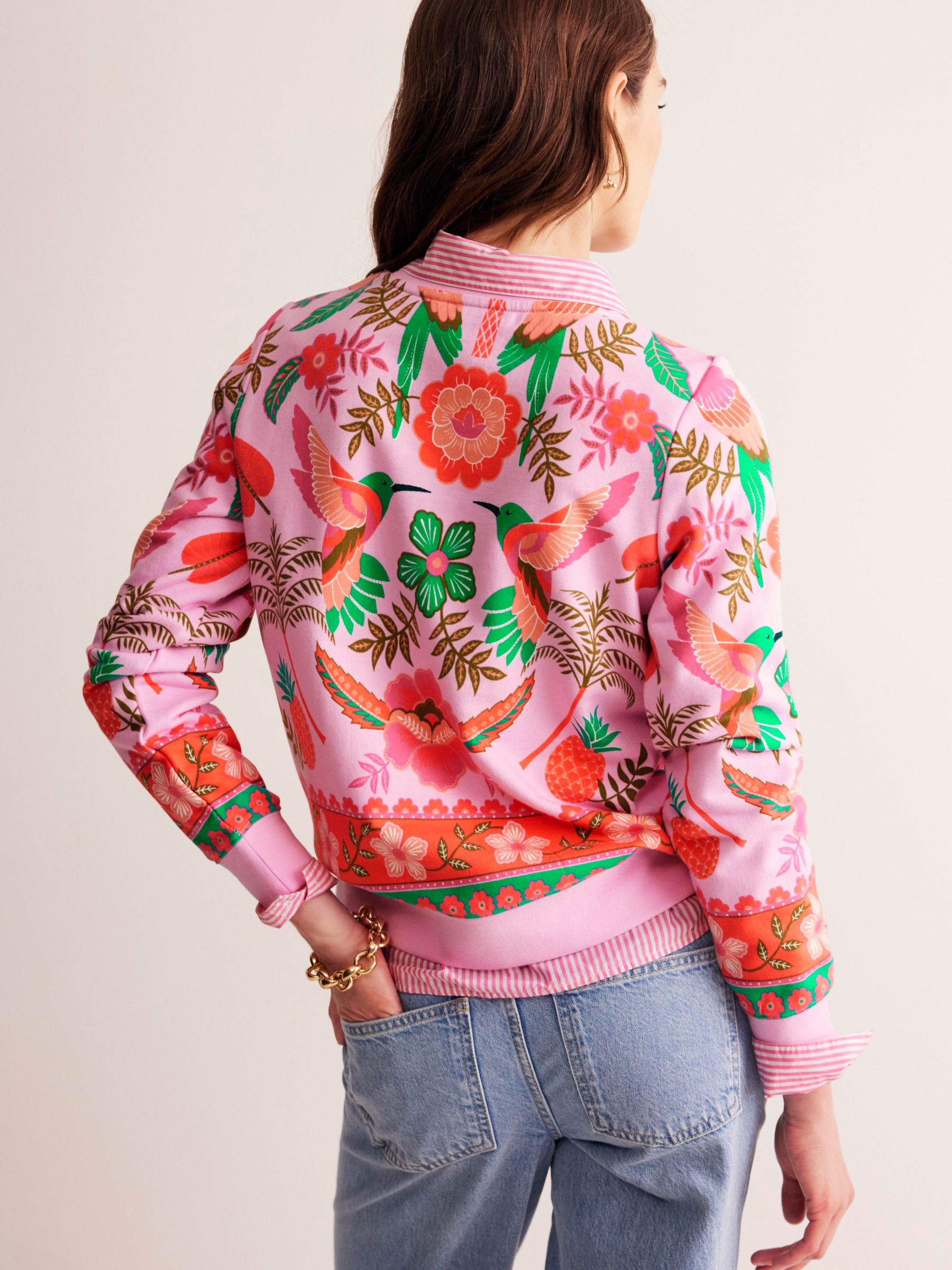 Boden Hannah Tropical Parrot Print Sweatshirt, Lilac/Multi, XS