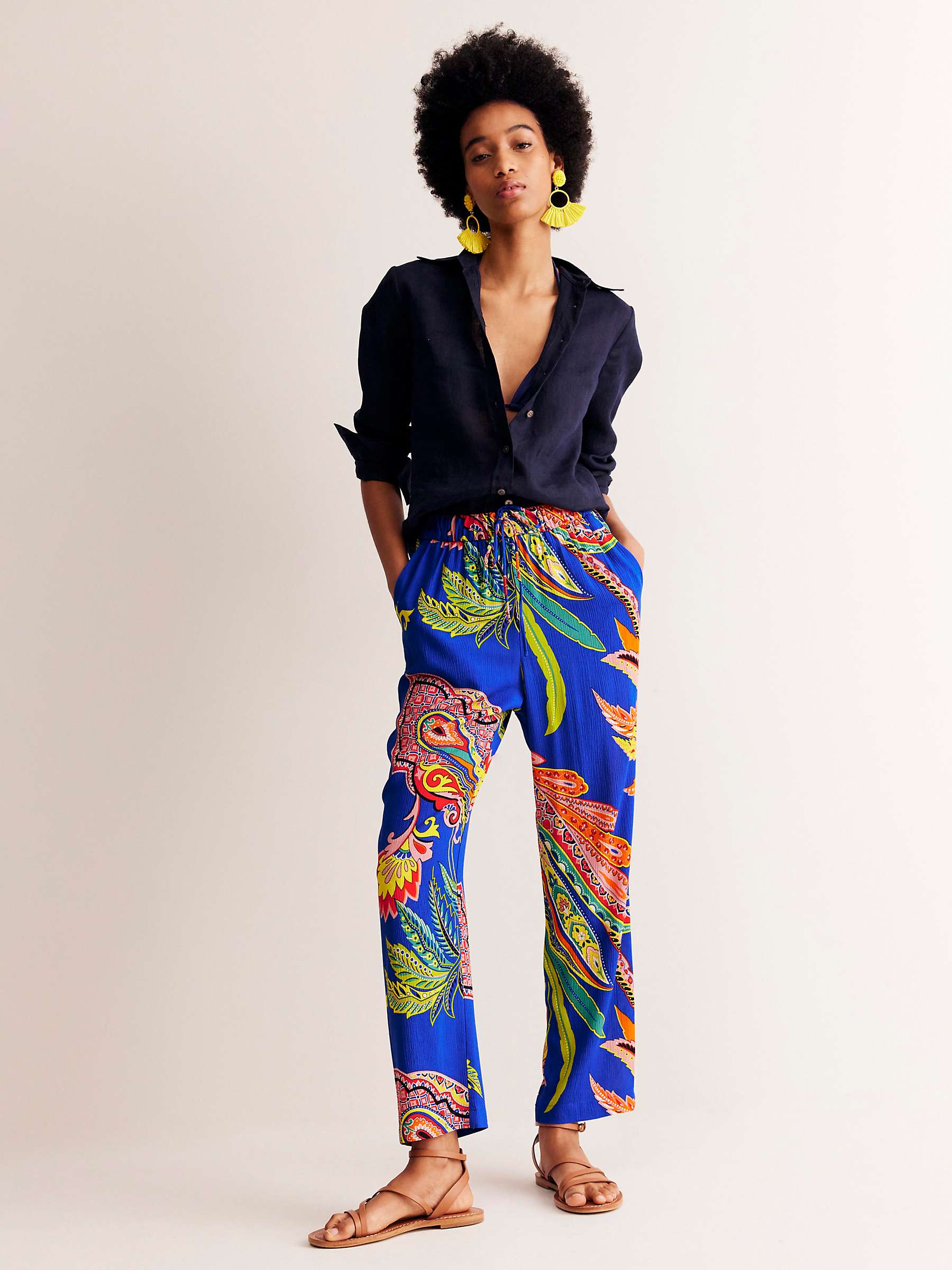 Buy Boden Crinkle Paisley Tapered Trousers, Multi Online at johnlewis.com