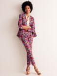 Boden Highgate Wild Poppy Sateen Floral Tailored Trousers, Multi, Multi