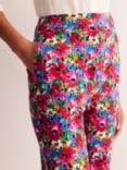 Boden Highgate Wild Poppy Sateen Floral Tailored Trousers, Multi, Multi