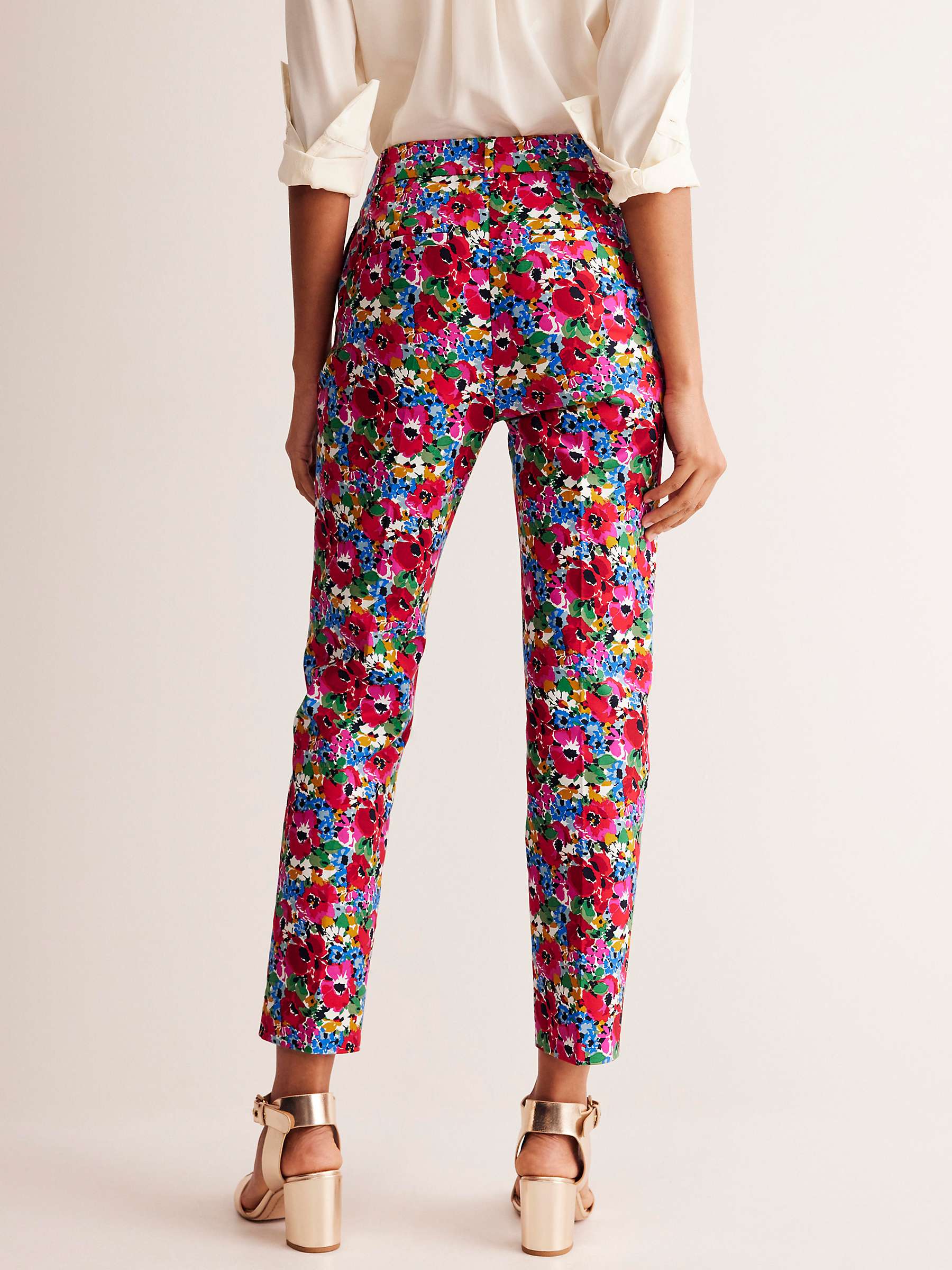 Buy Boden Highgate Wild Poppy Sateen Floral Tailored Trousers, Multi Online at johnlewis.com