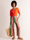 Boden Westbourne Stripe Linen Trousers, Green/Pink