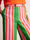 Boden Westbourne Stripe Linen Trousers, Green/Pink, Green/Pink