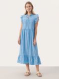 Part Two Gimalina Sleeveless Ruffles Midi Dress, Dusk Blue