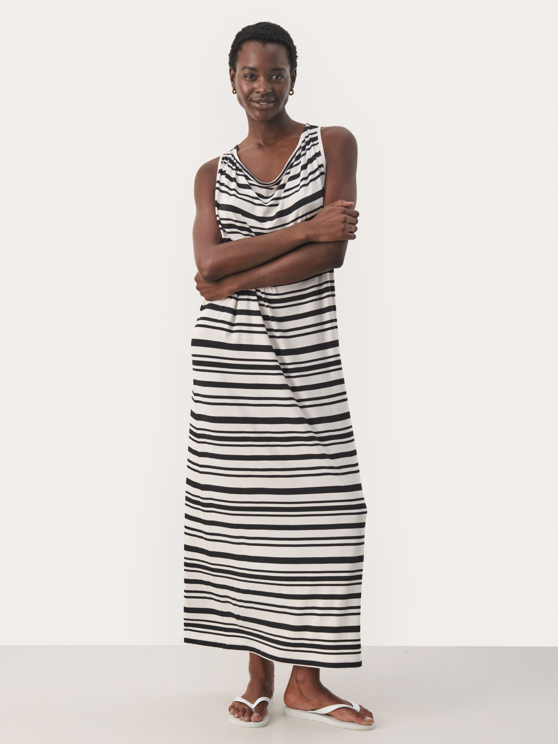 Part Two Gekka Sleeveless Casual Fit Maxi Dress, Black Stripe, XS