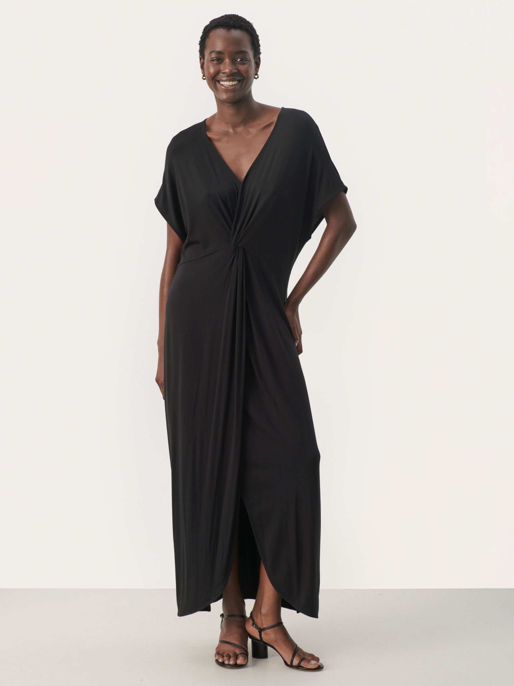 Part Two Griet Short Sleeve V-Neck Maxi Dress, Black, XS