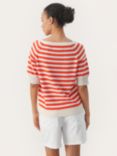 Part Two Glennie Short Sleeve Jumper, Mandarin Red Stripe