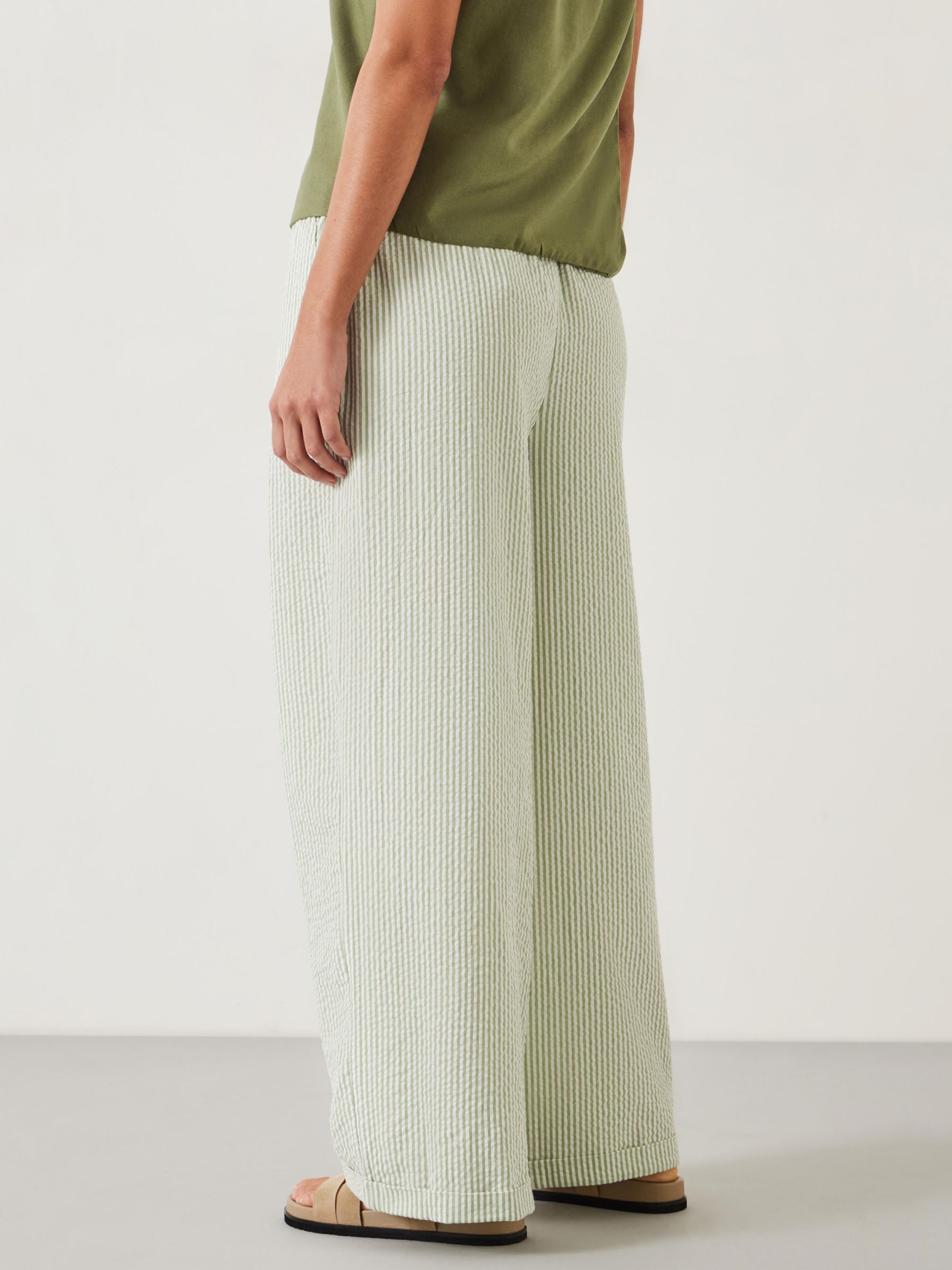HUSH Sabrina Stripe Beach Trousers, Green/White Stripe, L