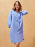 Brora Cross Dye Linen Tunic Dress, Cornflower