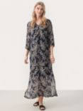 Part Two Berit Leaf Print Chiffon Maxi Dress