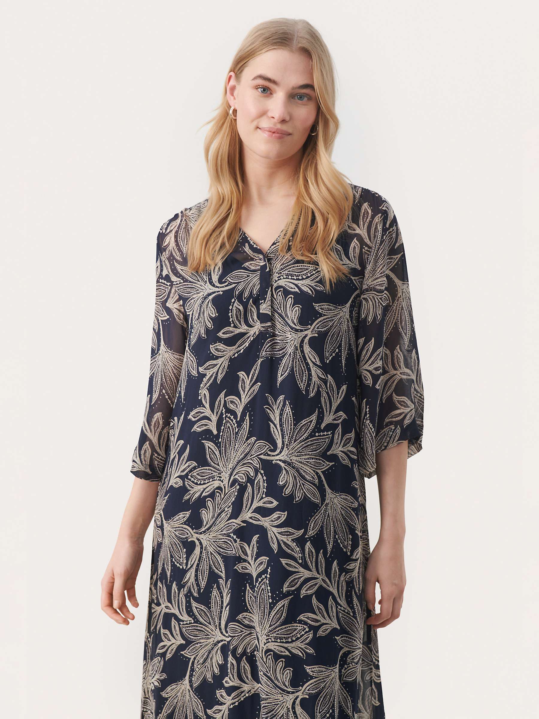 Buy Part Two Berit Leaf Print Chiffon Maxi Dress Online at johnlewis.com