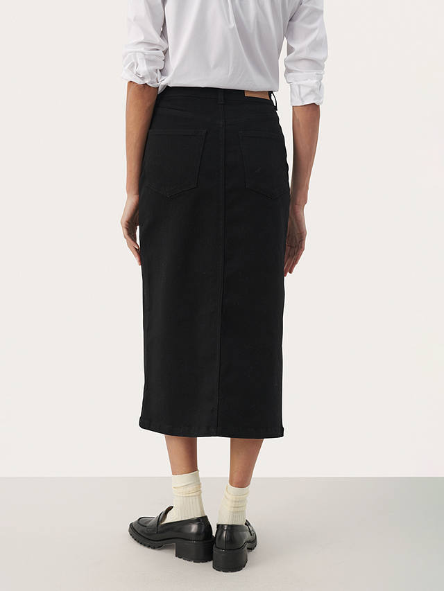 Part Two Dilin Classic Fit Midi Skirt, Black Denim