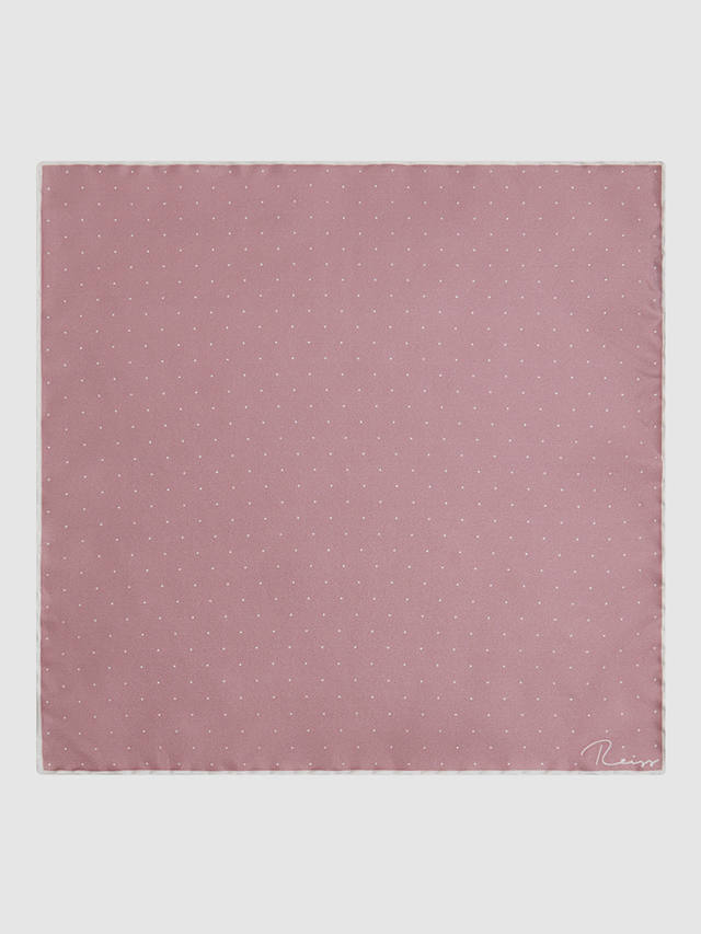 Reiss Liam Polka Dot Silk Pocket Square, Pink