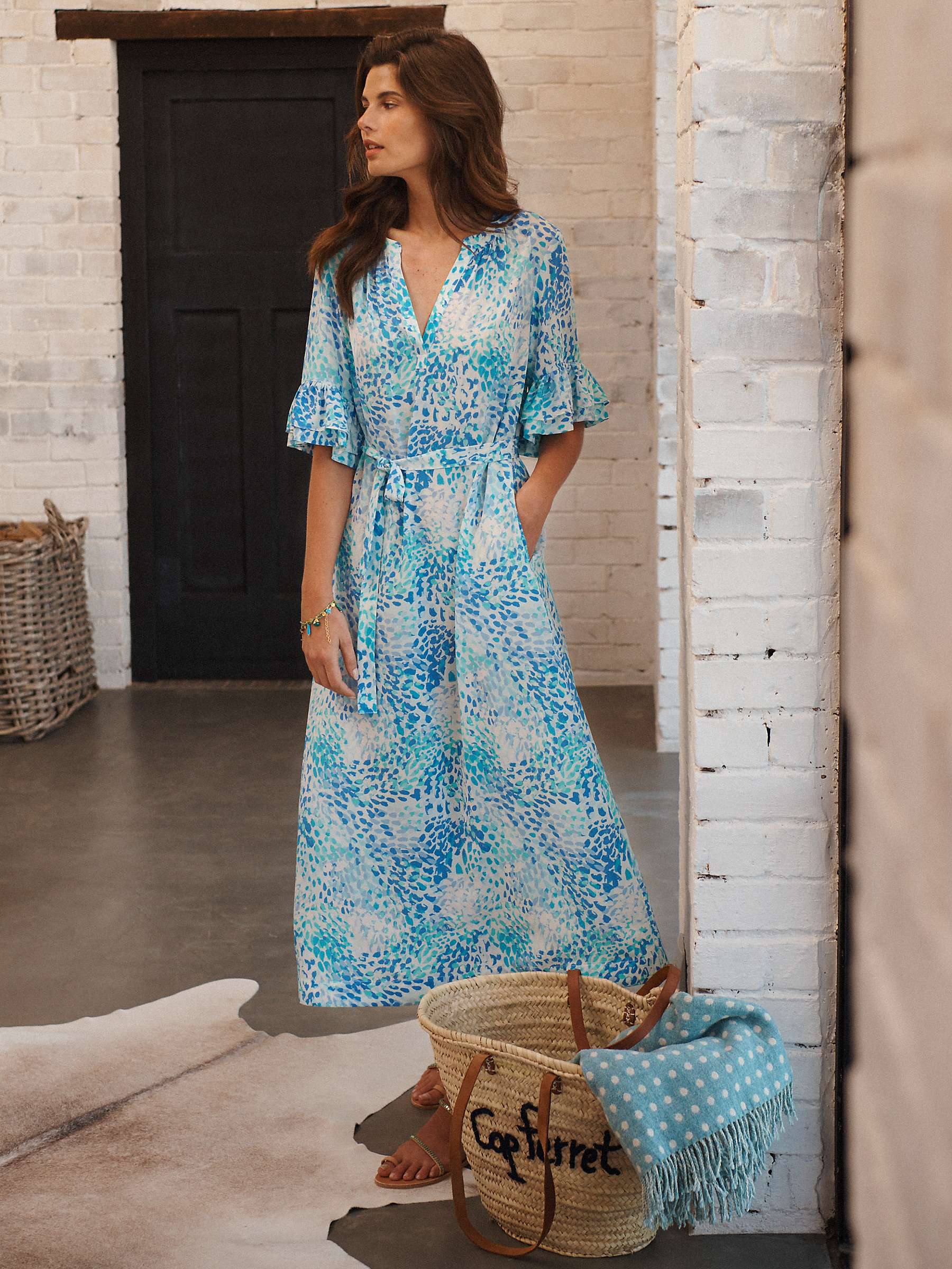Buy NRBY Crazy Petal Silk Dress, Blue Online at johnlewis.com