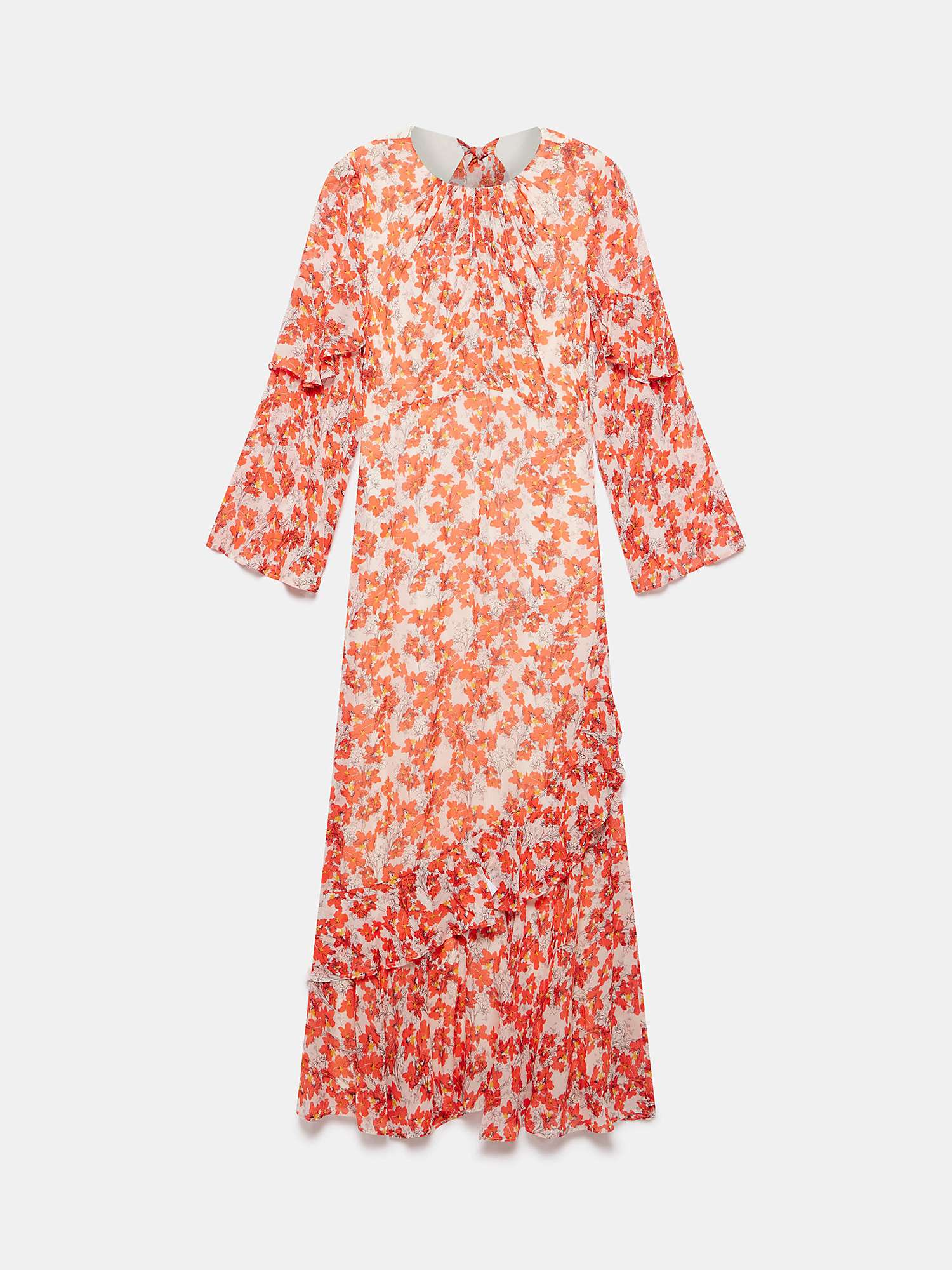 Buy Mint Velvet Floral Print Ruffle Detail Maxi Dress, Orange/Multi Online at johnlewis.com