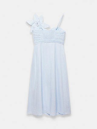Mint Velvet Cut Out Detail Linen Midi Dress, Light Blue
