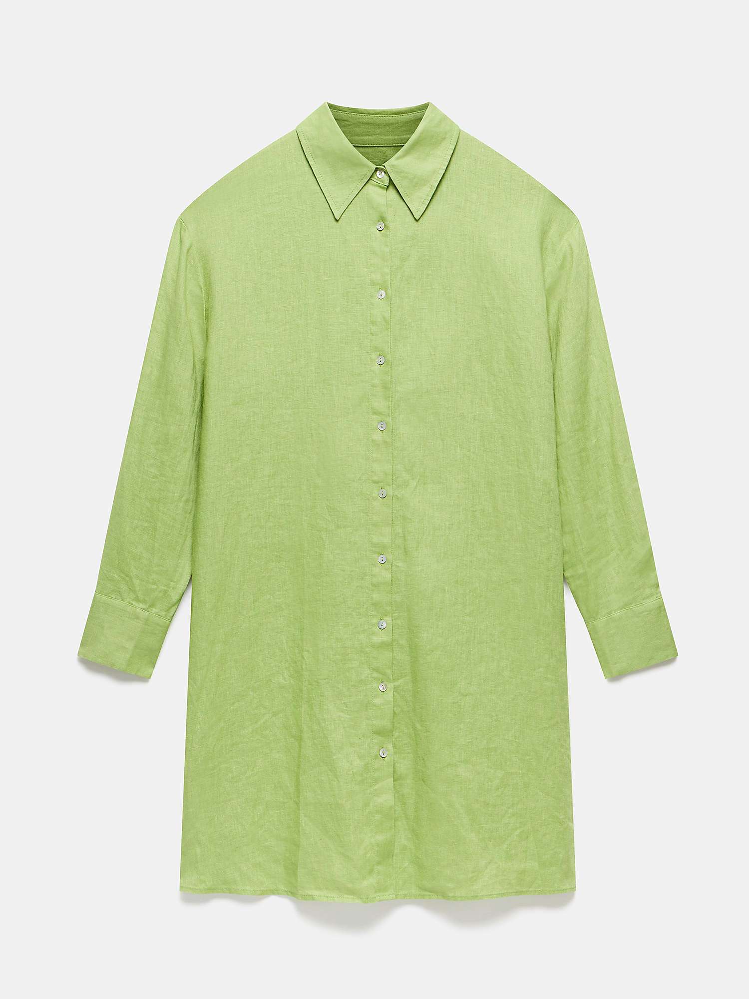 Buy Mint Velvet Longline Linen Shirt, Green Online at johnlewis.com