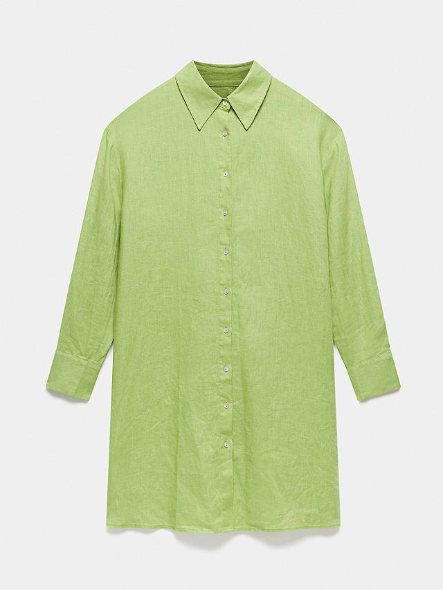 Mint Velvet Longline Linen Shirt, Green