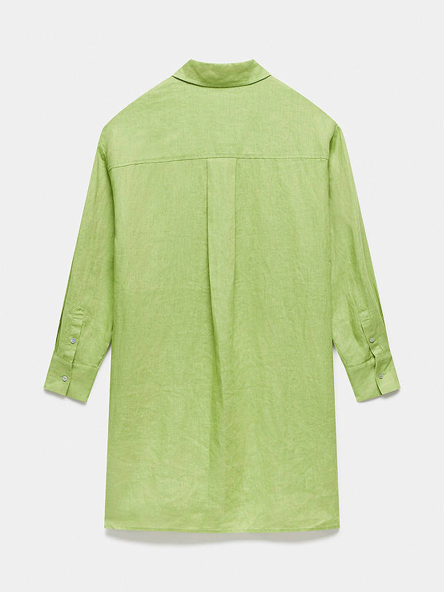 Mint Velvet Longline Linen Shirt, Green