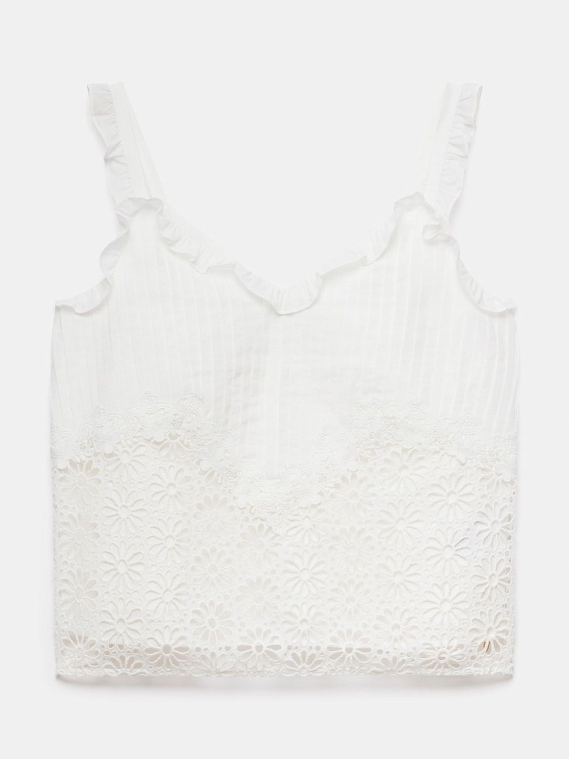 Buy Mint Velvet Cotton Floral Broderie Cami Top, White Ivory Online at johnlewis.com
