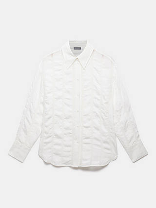 Mint Velvet Textured Oversized Stripe Shirt, White/Ivory