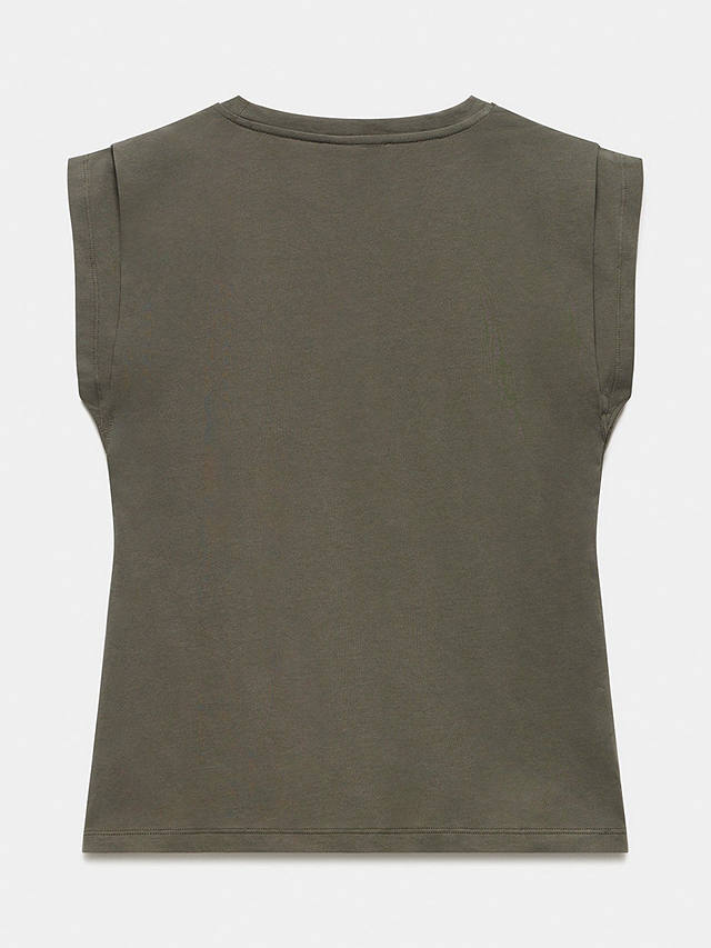 Mint Velvet Shoulder T-Shirt, Khaki