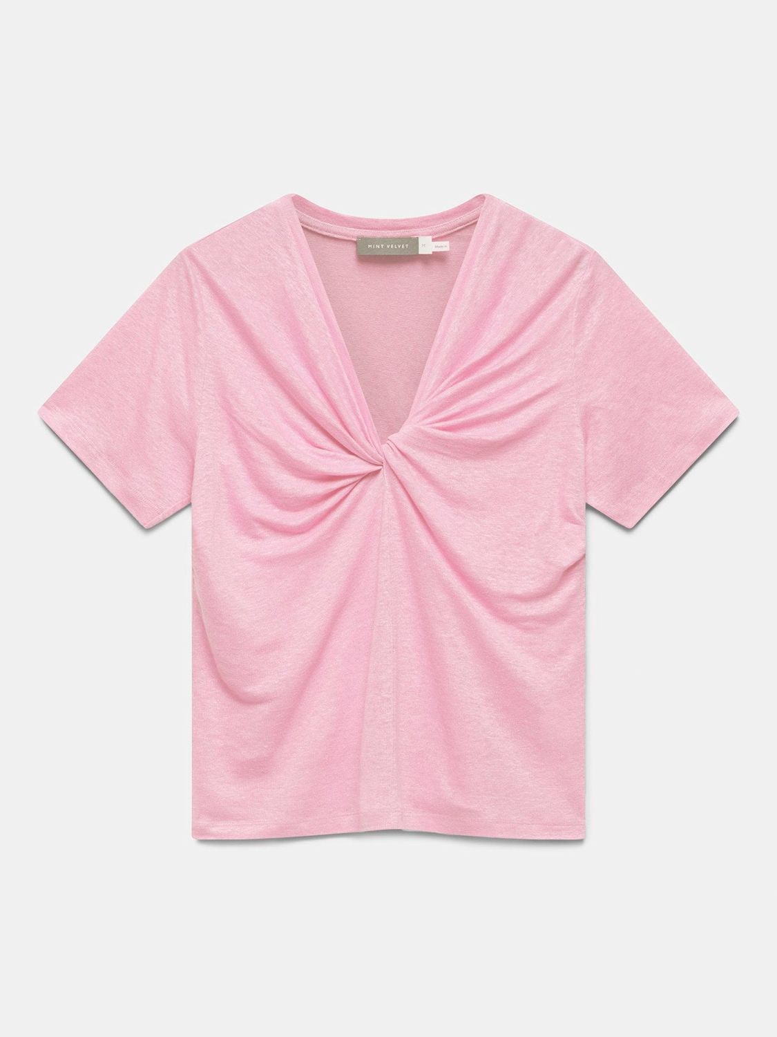 Mint Velvet Linen Twist T-Shirt, Pink, XS
