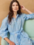 Brora Organic Cotton Embroidered Flower Shirt Dress, Periwinkle