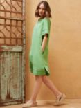 Brora Textured Stripe Linen Tunic Dress, Apple, Apple