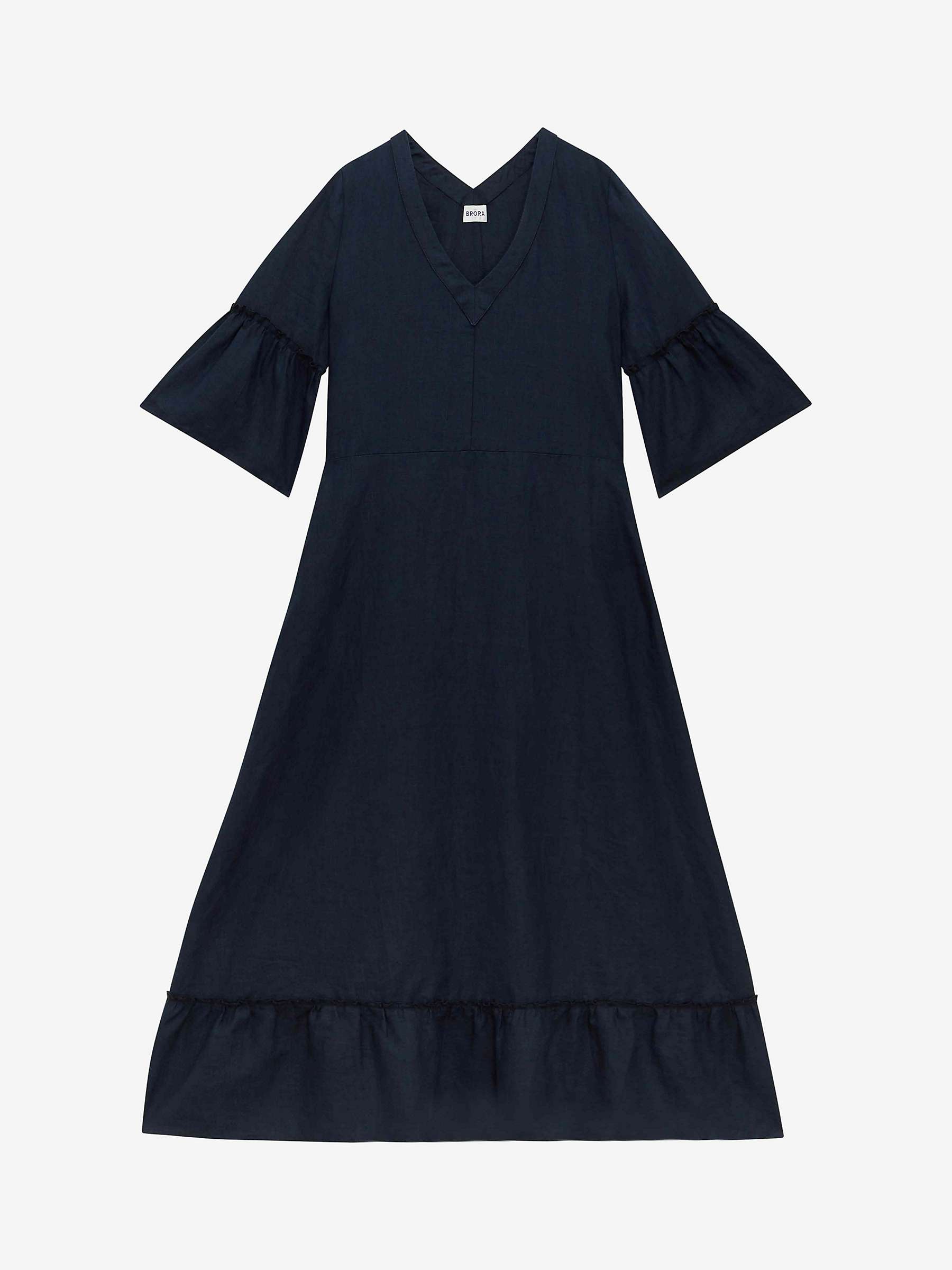 Buy Brora Angel Sleeve Linen Dress, Navy Online at johnlewis.com